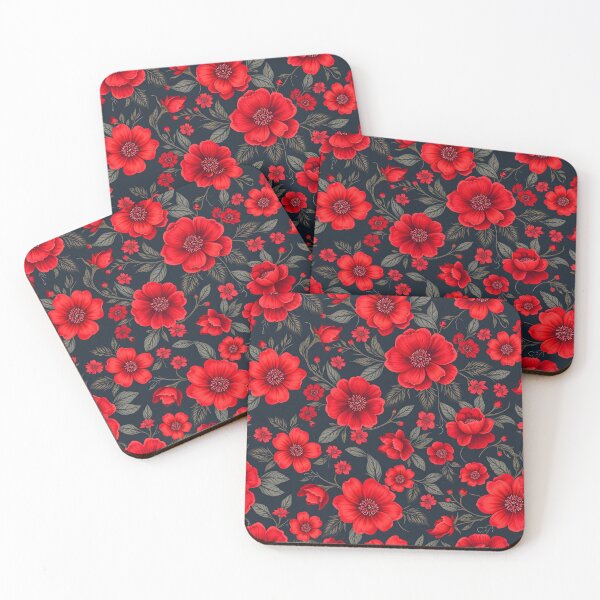 Item preview, Red floral pattern designed and sold by Rocklights.