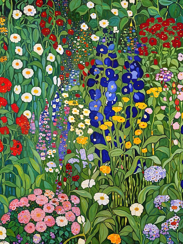 Aperçu 4 sur 4. Coque iPhone avec l'œuvre Gustav Klimt - Jardin de fleurs créée et vendue par maniacfitness.
