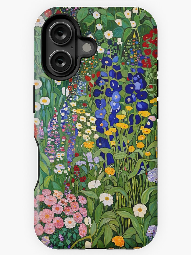 Aperçu 1 sur 4. Coque iPhone avec l'œuvre Gustav Klimt - Jardin de fleurs créée et vendue par maniacfitness.