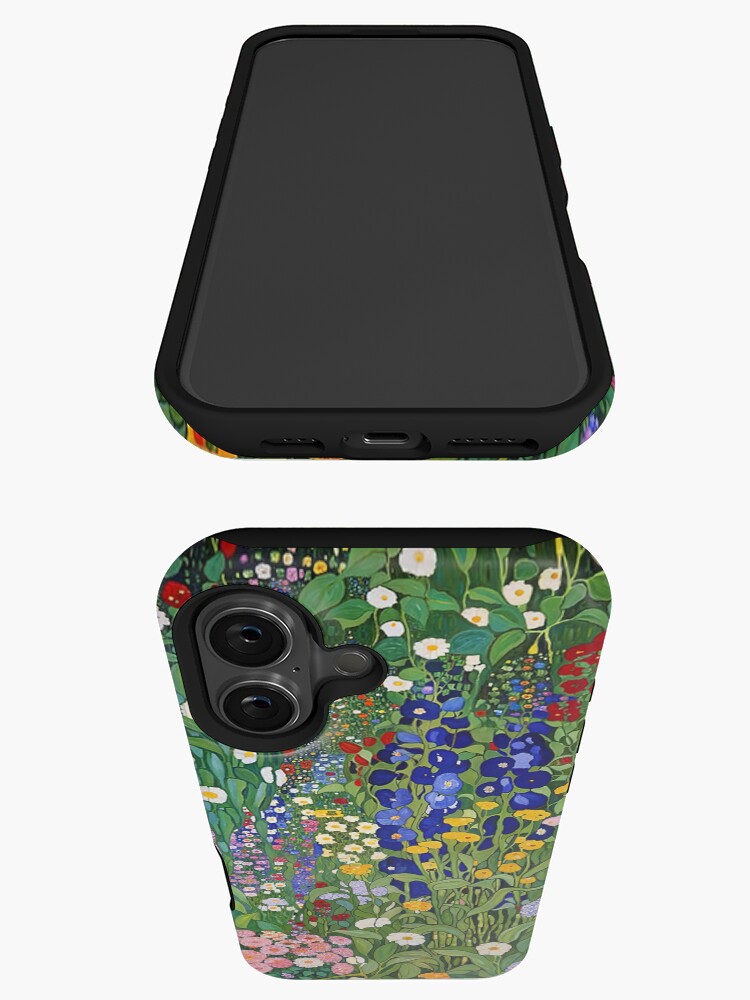 Aperçu 3 sur 4. Coque iPhone avec l'œuvre Gustav Klimt - Jardin de fleurs créée et vendue par maniacfitness.