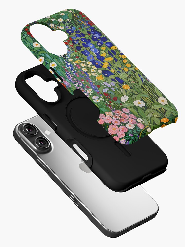 Aperçu 2 sur 4. Coque iPhone avec l'œuvre Gustav Klimt - Jardin de fleurs créée et vendue par maniacfitness.