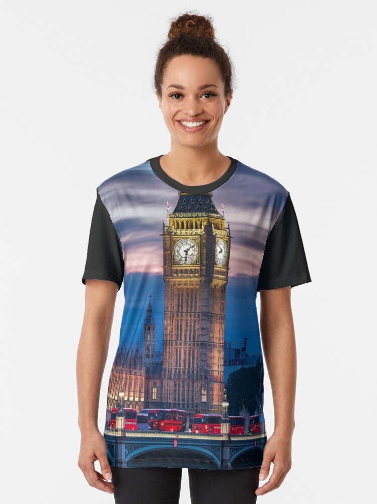 Thumbnail 2 of 5, Graphic T-Shirt, Big Ben At Dusk designed and sold by Patricks-Art.