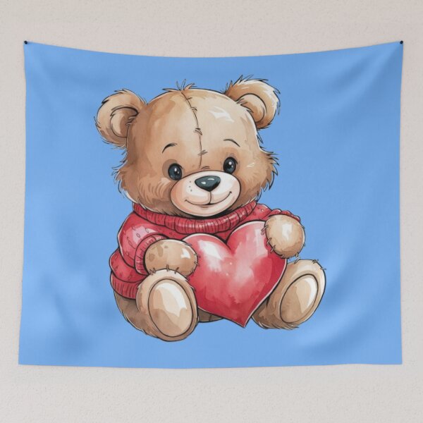 Item preview, A cute brown teddy bear wearing a red knitted sweater designed and sold by 123ks.