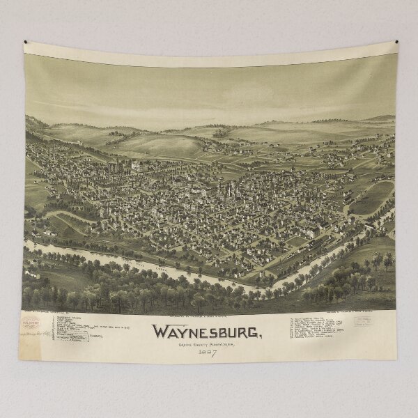 Item preview, Aerial View of Waynesburg, Pennsylvania (1897) designed and sold by allhistory.