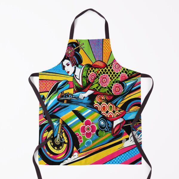 Aperçu de l'œuvre Geisha à moto – Aventure pop art à grande vitesse créée et vendue par SakuraJapanArt.