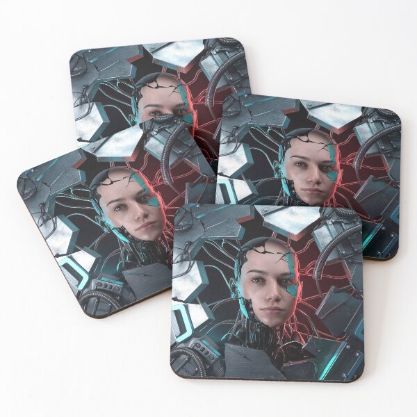 Item preview, Cyborg Face Emerging from Futuristic Mechanical Shell designed and sold by ZetaDream.