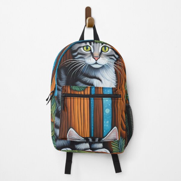 Item preview, Folk Art Kitten exploring Vancouver's Redwood Trees designed and sold by Colin Bentham.