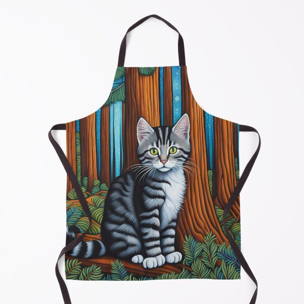 Item preview, Folk Art Kitten exploring Vancouver's Redwood Trees designed and sold by Colin Bentham.