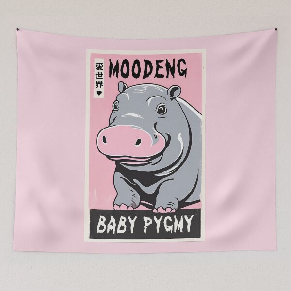 Item preview, Wanted Moo Deng Loves World The Pygmy Baby Hippo Safari Park Animals Hippopotamus designed and sold by wigobun.
