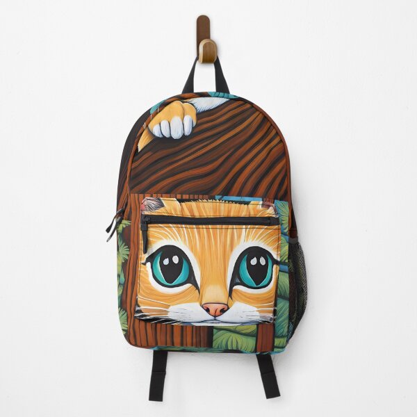 Item preview, Folk Art Kitten exploring Vancouver's Redwood Trees designed and sold by Colin Bentham.