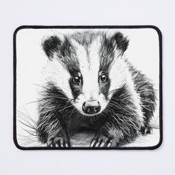 Item preview, Black and white Badger pencil drawing designed and sold by Pencil-Art.