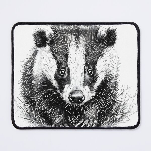 Item preview, Black and white Badger pencil drawing designed and sold by Pencil-Art.