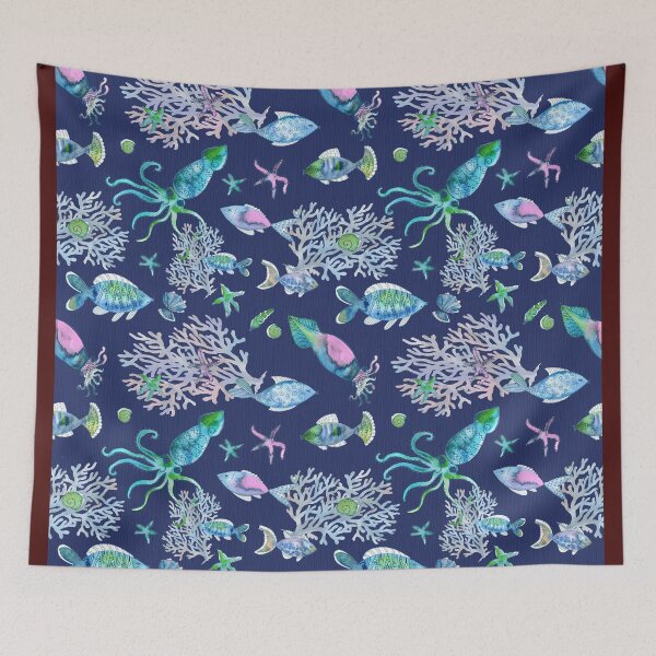 Item preview,  Underwater life Blue designed and sold by Alessandro Remo Mazzoni Remotextiles.