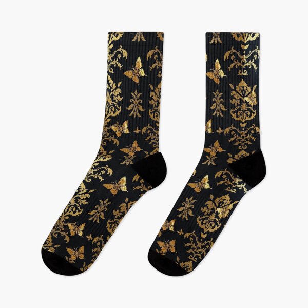Item preview, Midnight & Gold Foil Ombre Damask & Butterflies designed and sold by DesignsByPrnces.