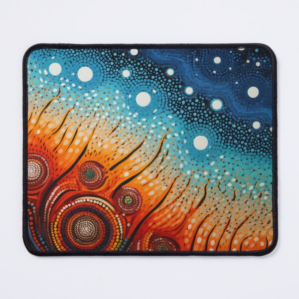 Aperçu de l'œuvre Art pointilliste d'inspiration aborigène - Fleurs de feu des profondeurs marines créée et vendue par GrinGalore.