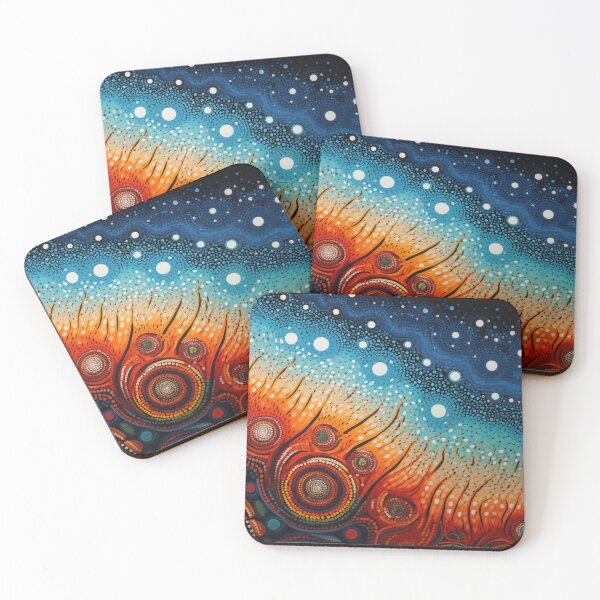 Item preview, Aboriginal Inspired Dot Art - Deep Sea Fire Flowers designed and sold by GrinGalore.