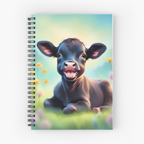 Item preview, Cute Little Baby Angus Calf Sitting in Meadow designed and sold by Sticker-Tree.