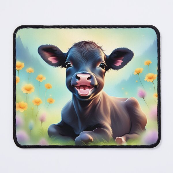 Item preview, Cute Little Baby Angus Calf Sitting in Meadow designed and sold by Sticker-Tree.