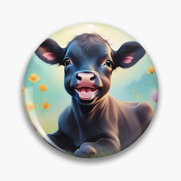 Item preview, Cute Little Baby Angus Calf Sitting in Meadow designed and sold by Sticker-Tree.