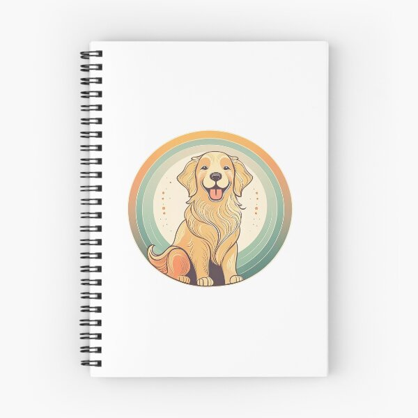 Item preview, smiling sitting golden retriever dog in retro circles designed and sold by planetgolden.