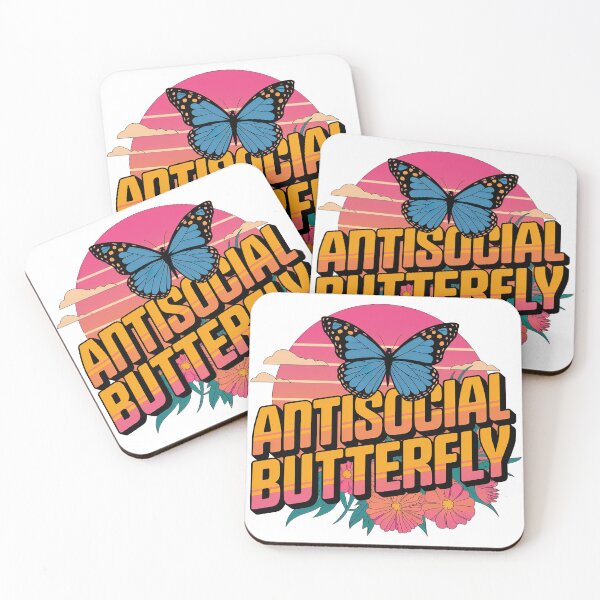 Aperçu de l'œuvre Papillon antisocial, papillon antisocial au design rétro introverti créée et vendue par graphic-genie.