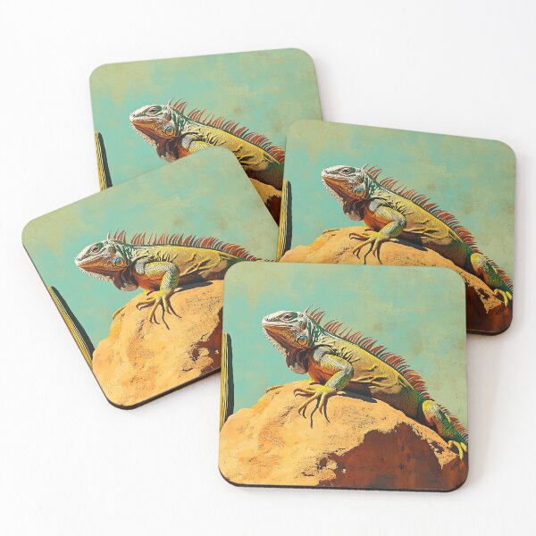 Item preview, Iguana on rock at sunrise - Nature photo 2 designed and sold by TheArtistOf2022.