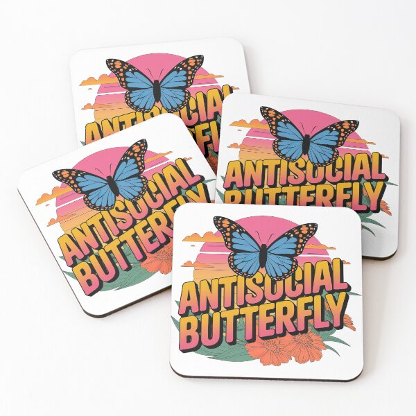 Aperçu de l'œuvre Papillon antisocial, papillon antisocial au design rétro introverti créée et vendue par graphic-genie.