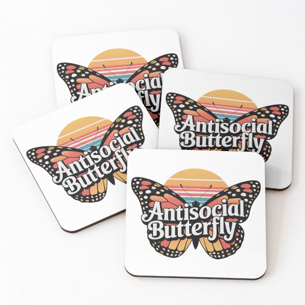 Aperçu de l'œuvre Papillon antisocial, papillon antisocial au design rétro introverti créée et vendue par graphic-genie.