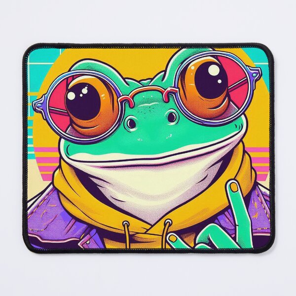 Item preview, Cool vintage frog with glasses and a hoodie designed and sold by Silbays.