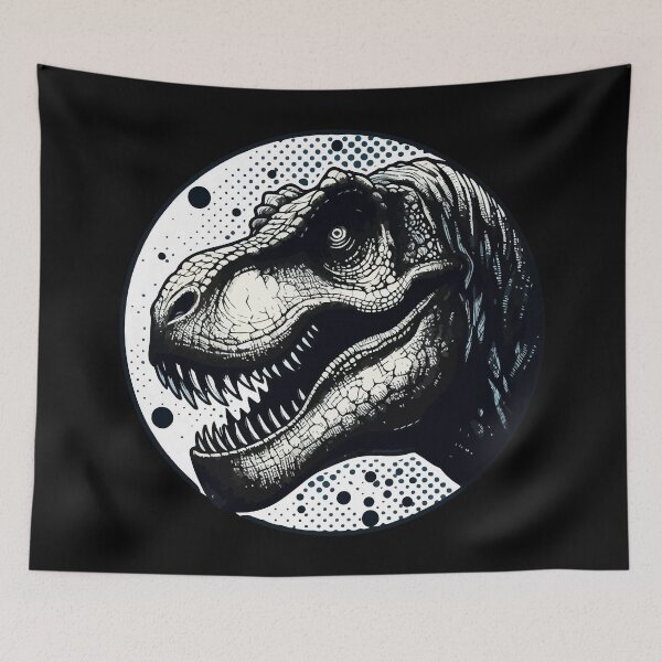 Aperçu de l'œuvre Dot Art sur le tyrannosaure créée et vendue par TomFrontierArt.