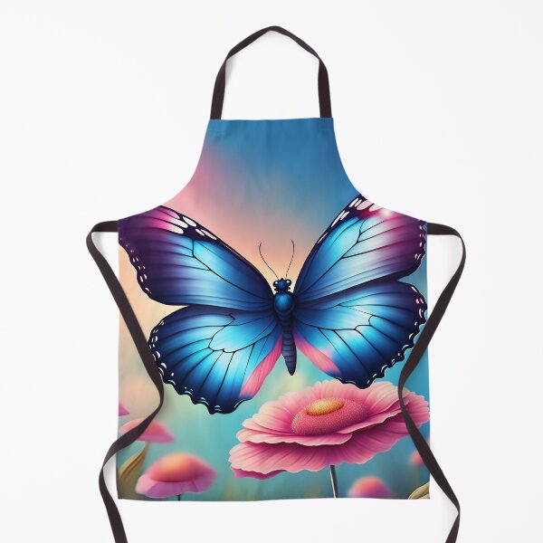 Item preview, Pretty Blue Butterfly Flying in Pink Flowers Sky designed and sold by Sticker-Tree.