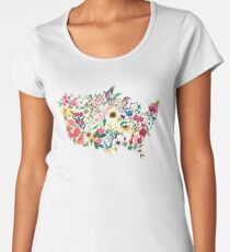 Camiseta premium de cuello ancho flores unidas de américa
