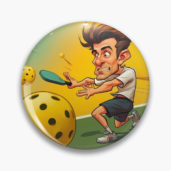 Item preview, Cartoon Athlete Dodging Pickleballs on Court designed and sold by OutofFocusShop.