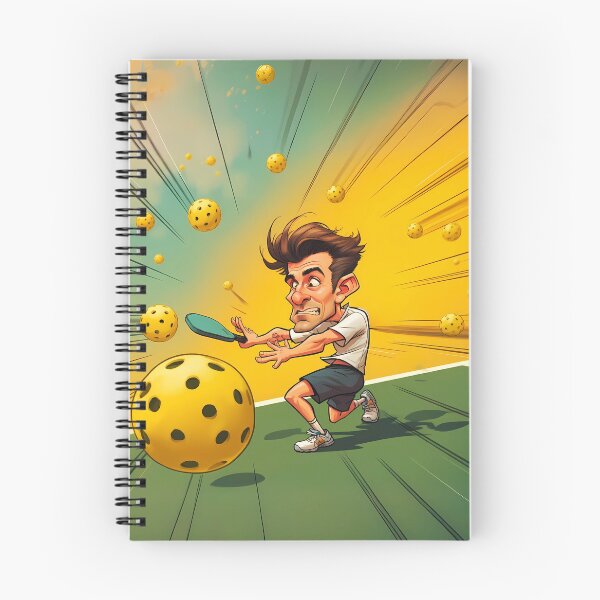 Item preview, Cartoon Athlete Dodging Pickleballs on Court designed and sold by OutofFocusShop.