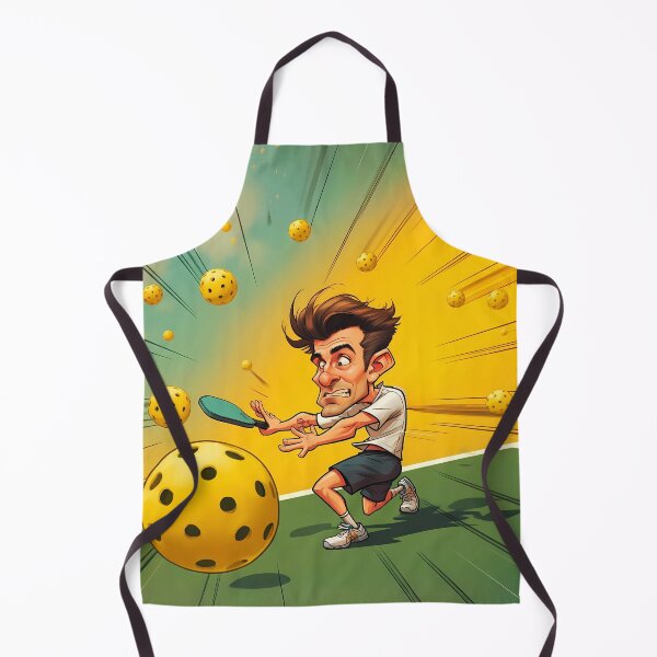 Item preview, Cartoon Athlete Dodging Pickleballs on Court designed and sold by OutofFocusShop.