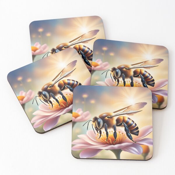 Item preview, Closeup Bumble Bee on Brilliant Summertime White Flower designed and sold by Sticker-Tree.