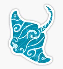 Tribal Manta Ray With Vintage Distress Sticker