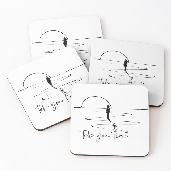 Item preview,  Line art beach sunset , take your time inspirational quote designed and sold by ZMaria.