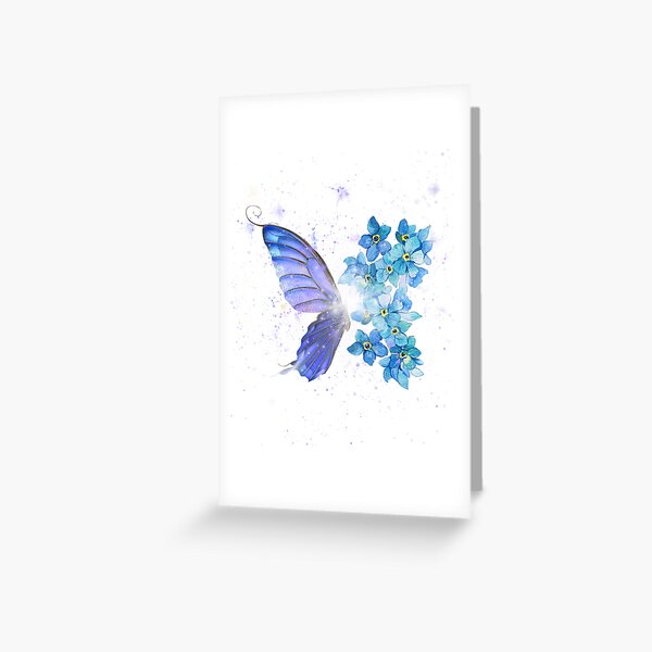 Item preview, A beautiful blue butterfly with a forget-me-not motif. designed and sold by AccessibleShop.