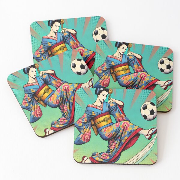 Item preview, Geisha Soccer – Dynamic Pop Art Fusion designed and sold by SakuraJapanArt.