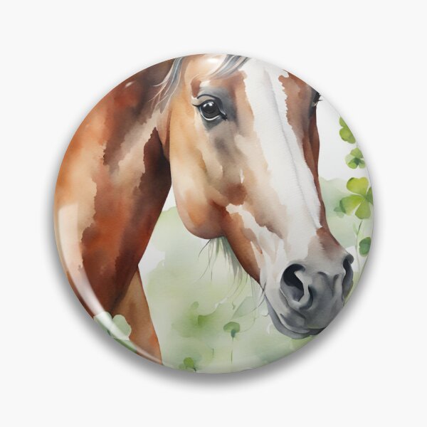 Item preview, Lucky horse with cloverleaf - postcard watercolor with cute animal motif designed and sold by BloomingWave-.