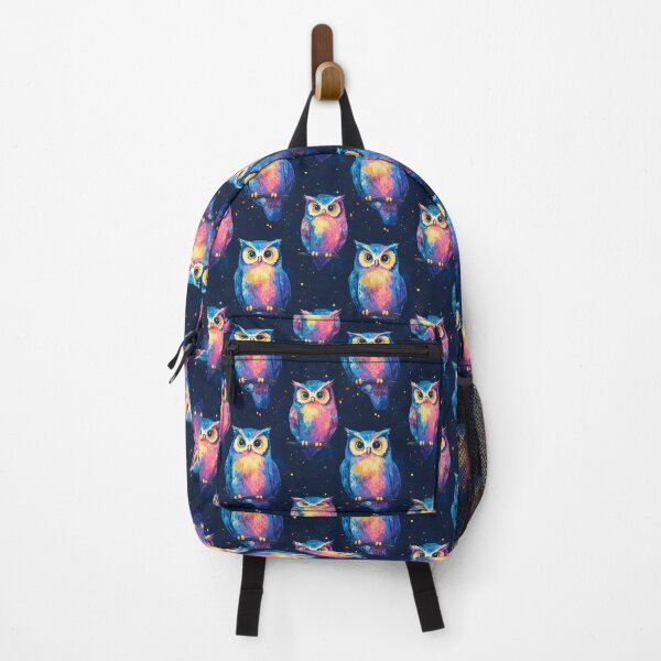 Item preview, A striking pattern featuring bright neon owls against a dark background designed and sold by Mariana Shymkovych.