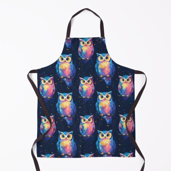 Item preview, A striking pattern featuring bright neon owls against a dark background designed and sold by Mariana Shymkovych.