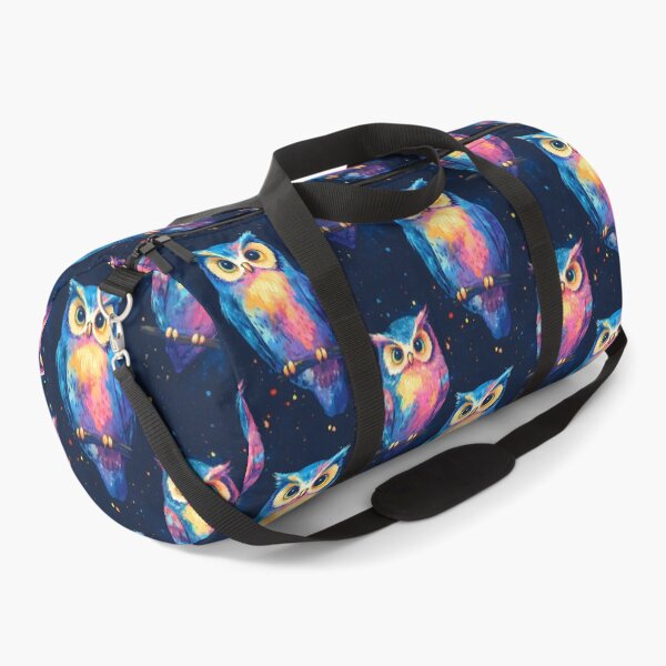 Item preview, A striking pattern featuring bright neon owls against a dark background designed and sold by Mariana Shymkovych.