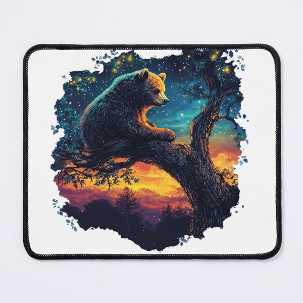 Item preview, Colorful Bear Perched on a Branch – Vibrant Wildlife Art designed and sold by AbderraimArt.