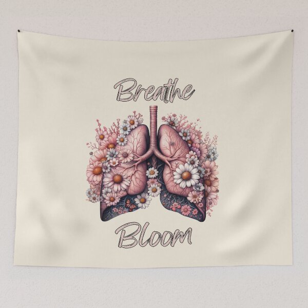 Item preview, Lungs with daisies flowers and plant and branches, breathe and bloom, cystic fibrosis, cancer awareness, bloom floral, anatomy, watercolor designed and sold by Collagedream.