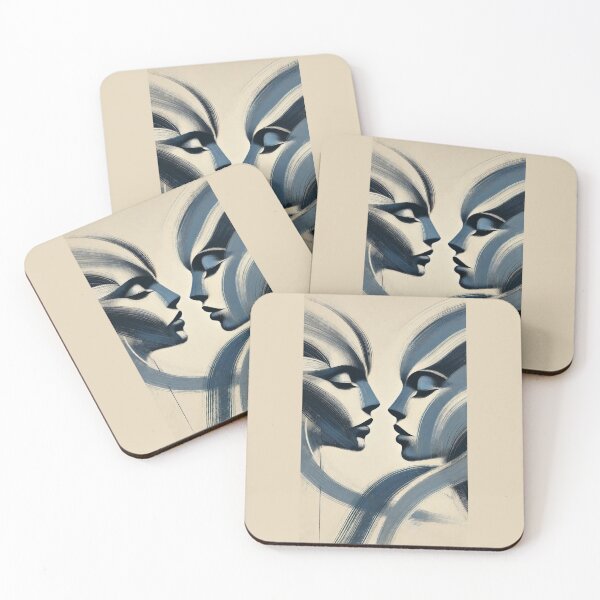 Item preview, Abstract Blue Faces - Dual Portrait designed and sold by Blink Art Studio.