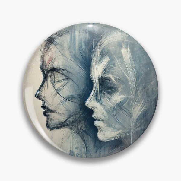 Item preview, Abstract Blue Faces - Dual Portrait designed and sold by Blink Art Studio.