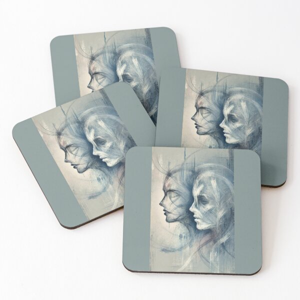 Item preview, Abstract Blue Faces - Dual Portrait designed and sold by Blink Art Studio.