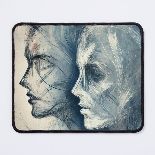 Item preview, Abstract Blue Faces - Dual Portrait designed and sold by Blink Art Studio.